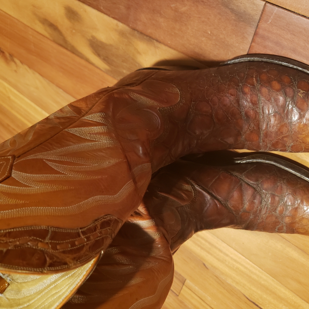 Crocodile Cowboy Boots Brown Hand Man Made By Ezekiel Gomez Size 9